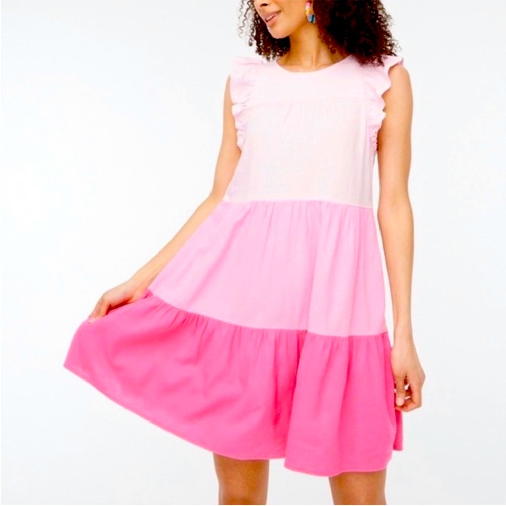 J.Crew Pink Tiered Dress